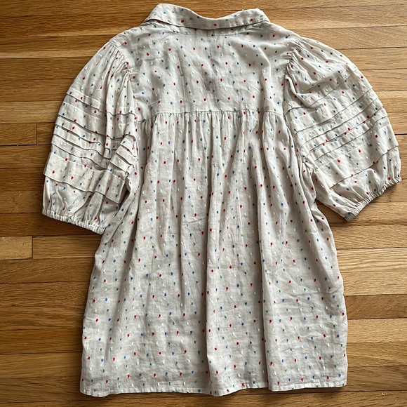 THE GREAT polka dot puff short sleeve top Sz. 0/XS - Picture 6 of 6